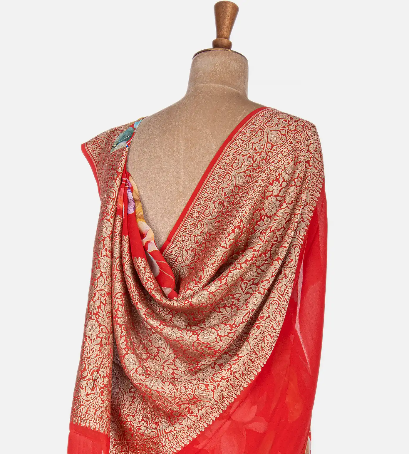 Red Banarasi Georgette Saree3