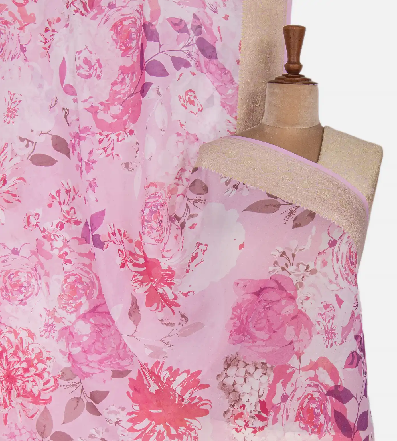 Pink Banarasi Georgette Saree1