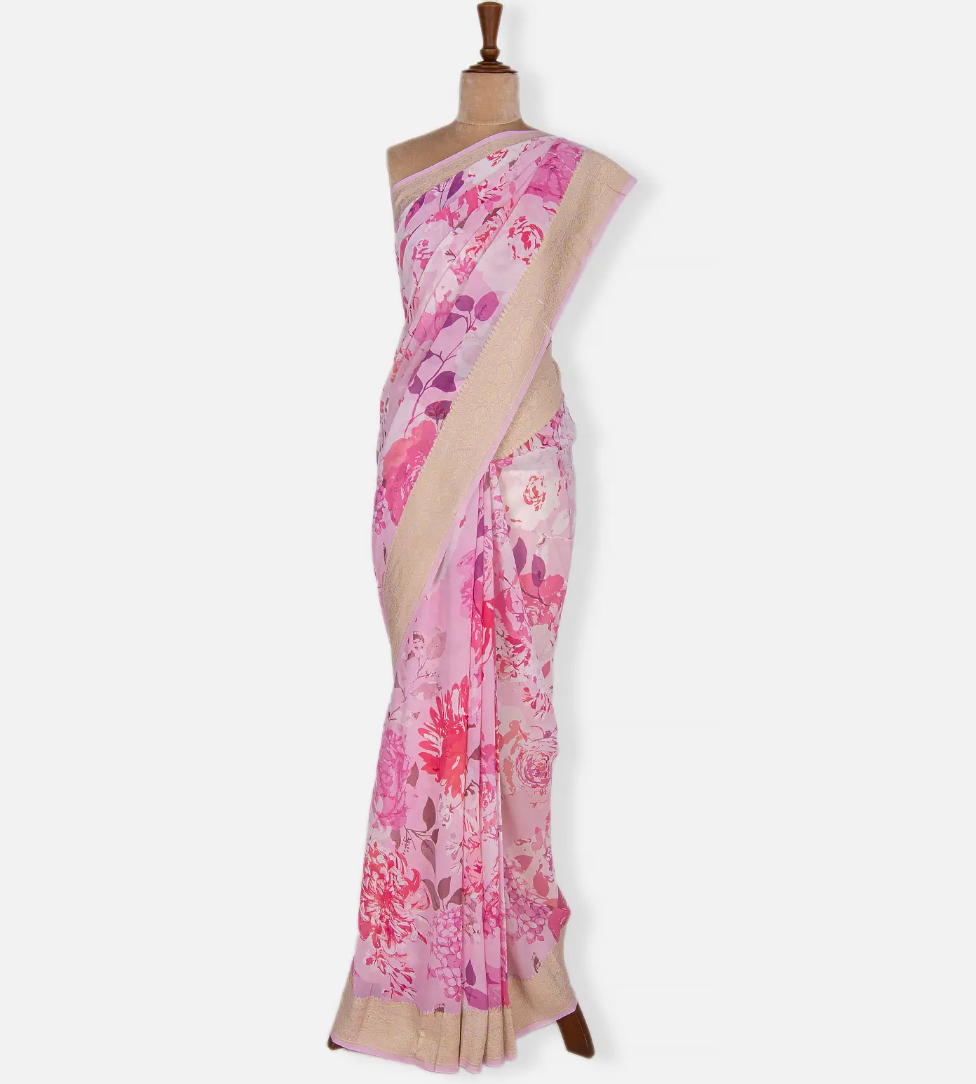 Pink Banarasi Georgette Saree2