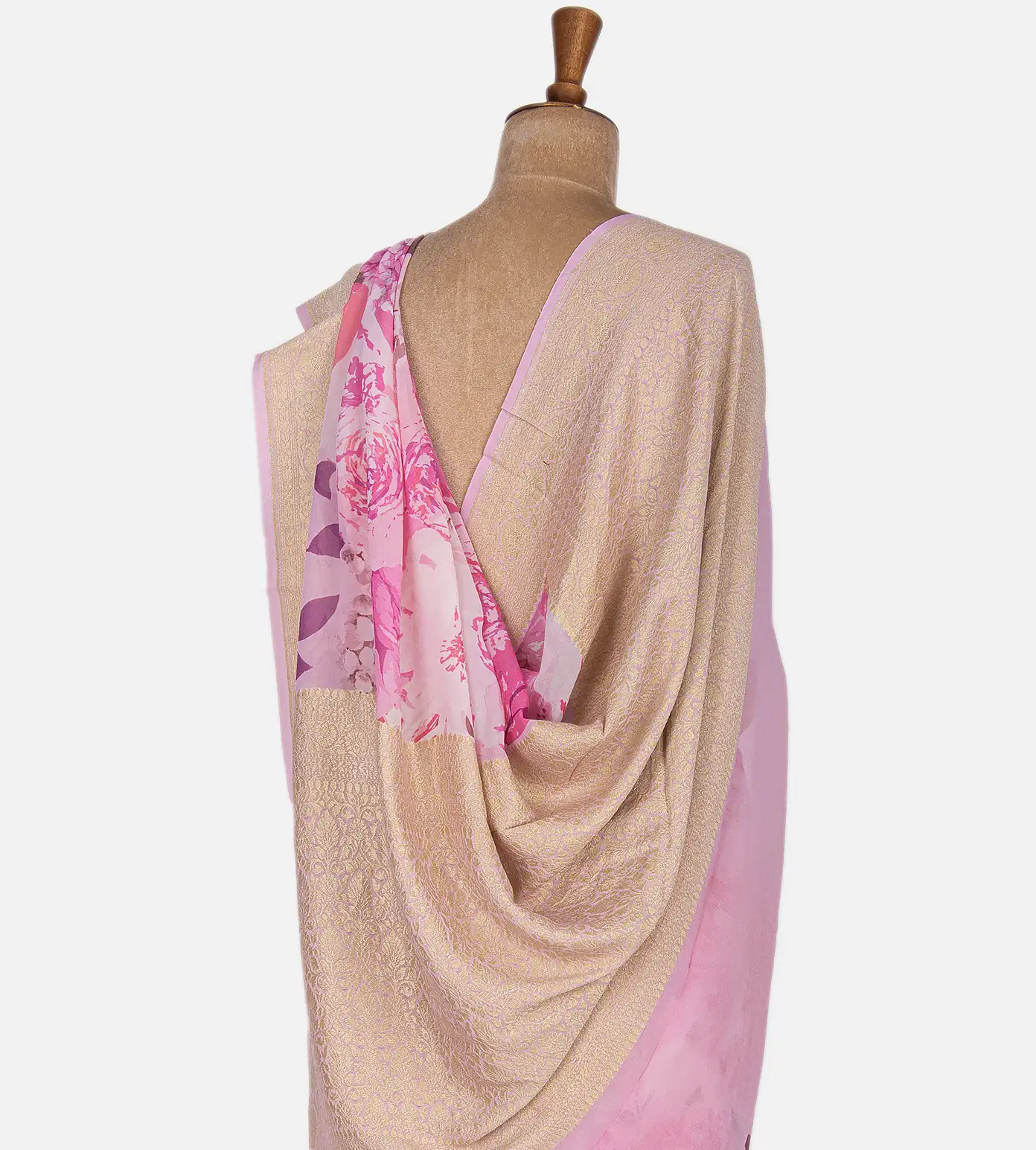 Pink Banarasi Georgette Saree3