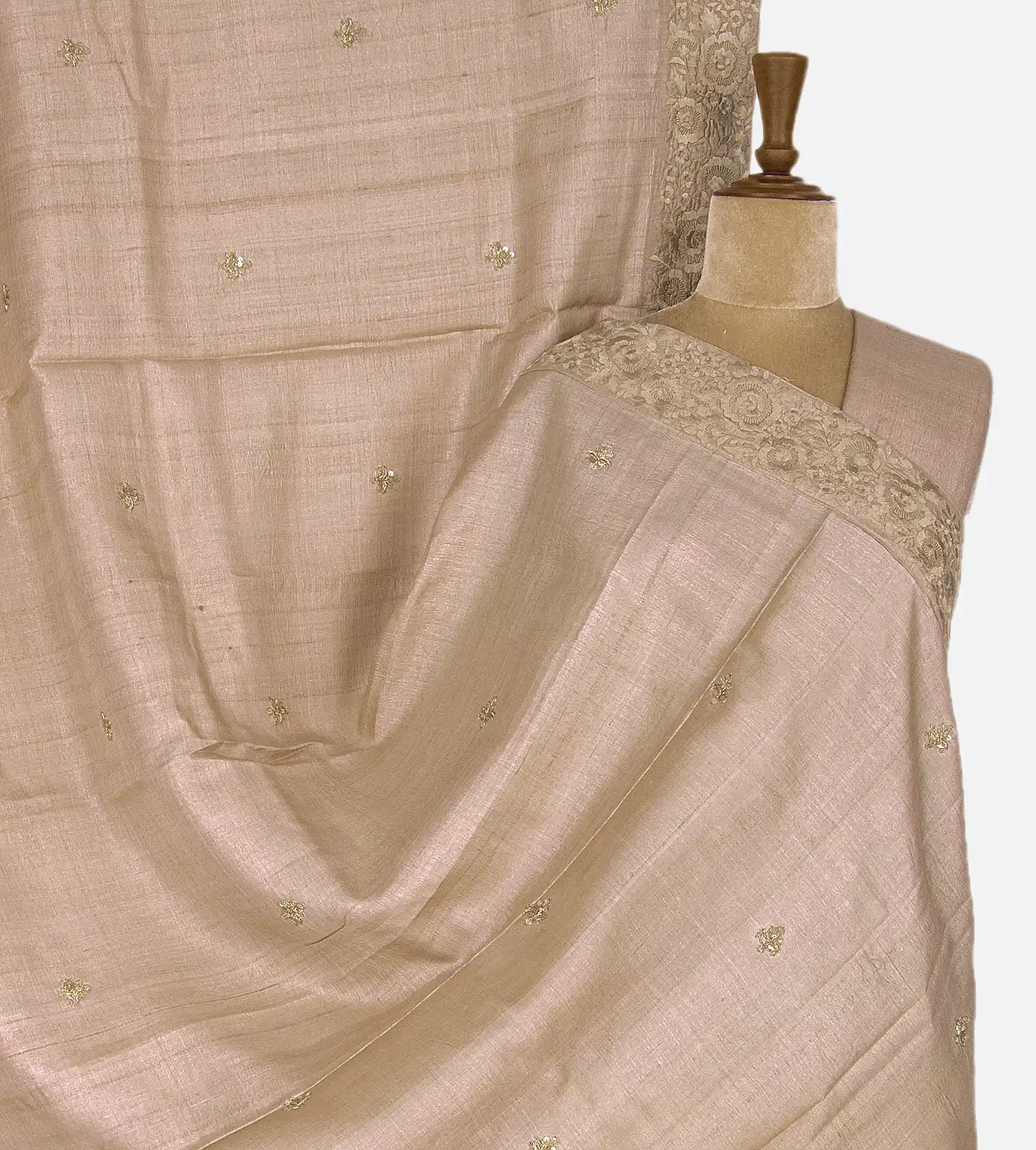 Rose gold Tussar Saree1