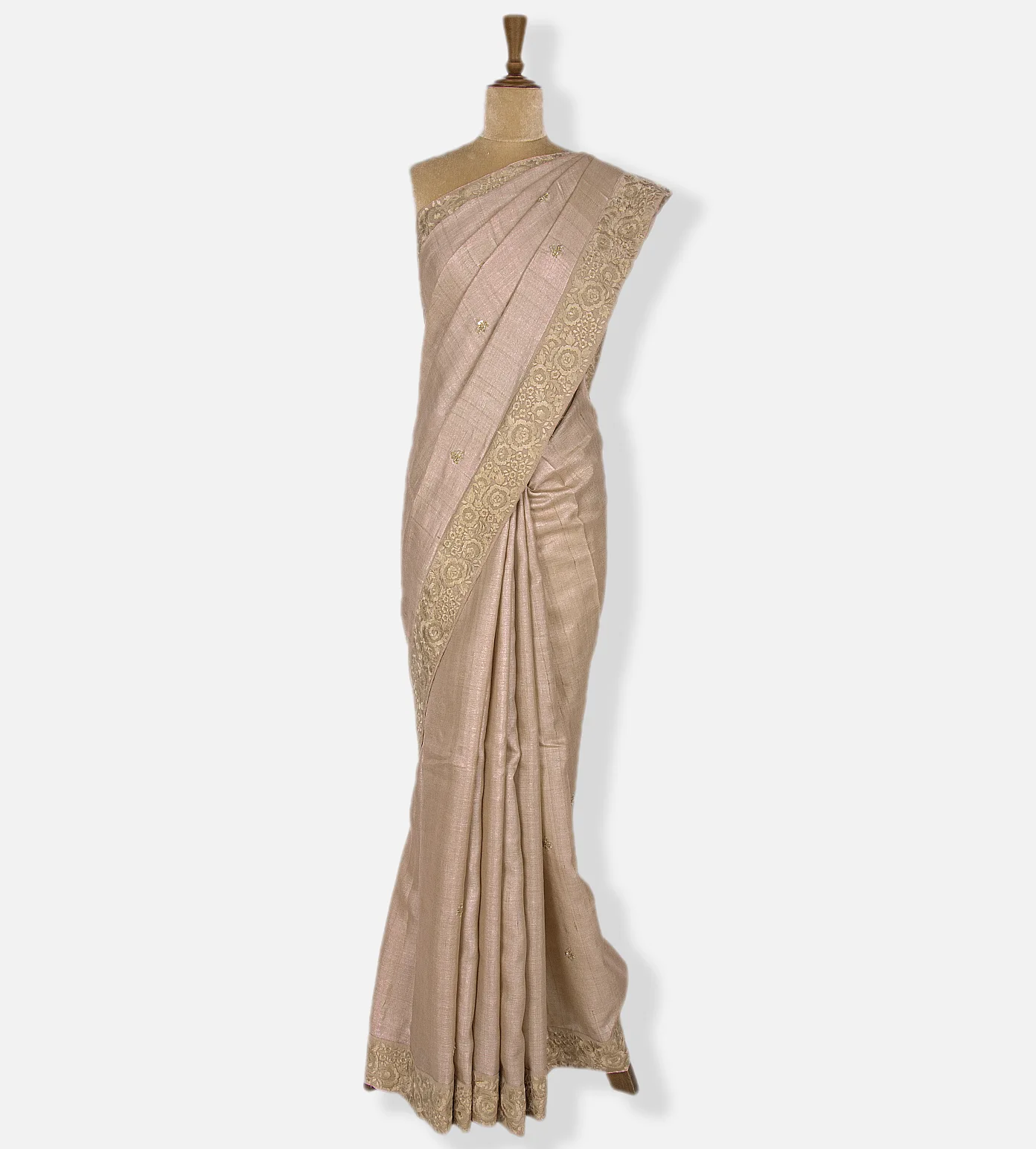 Rose gold Tussar Saree2