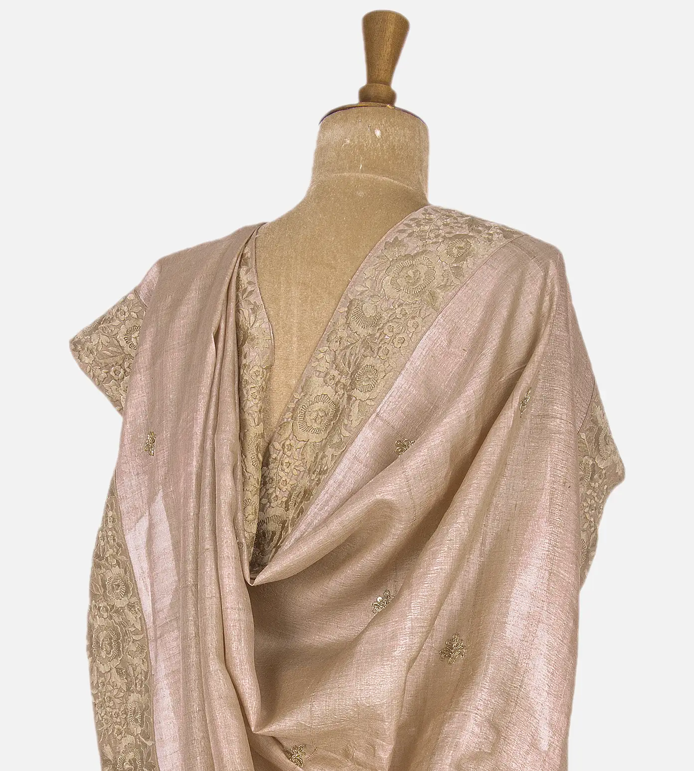 Rose gold Tussar Saree3