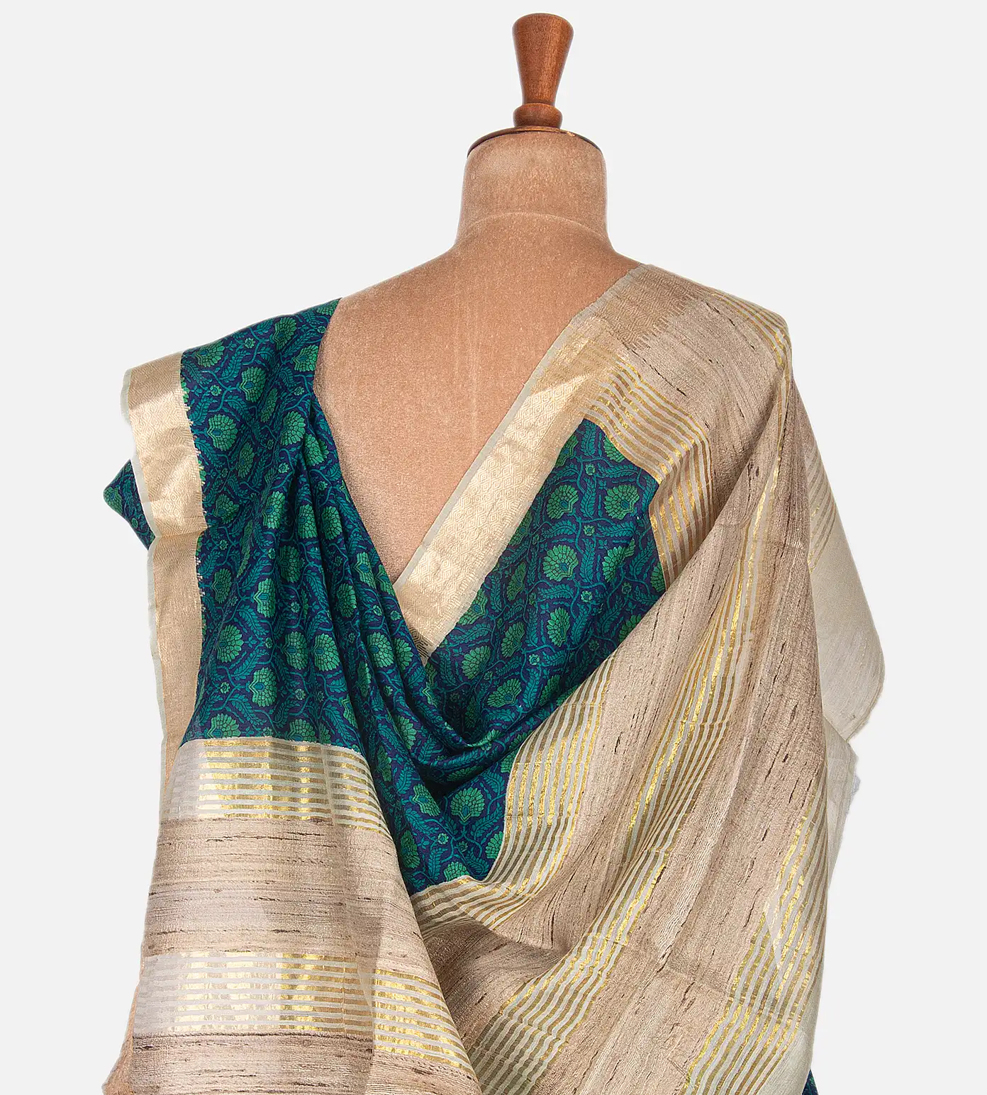 Blue Tussar Saree3