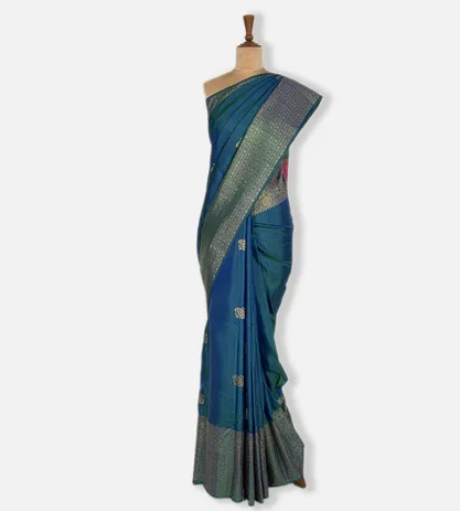 Peacock Blue Kanchipuram Silk Saree2