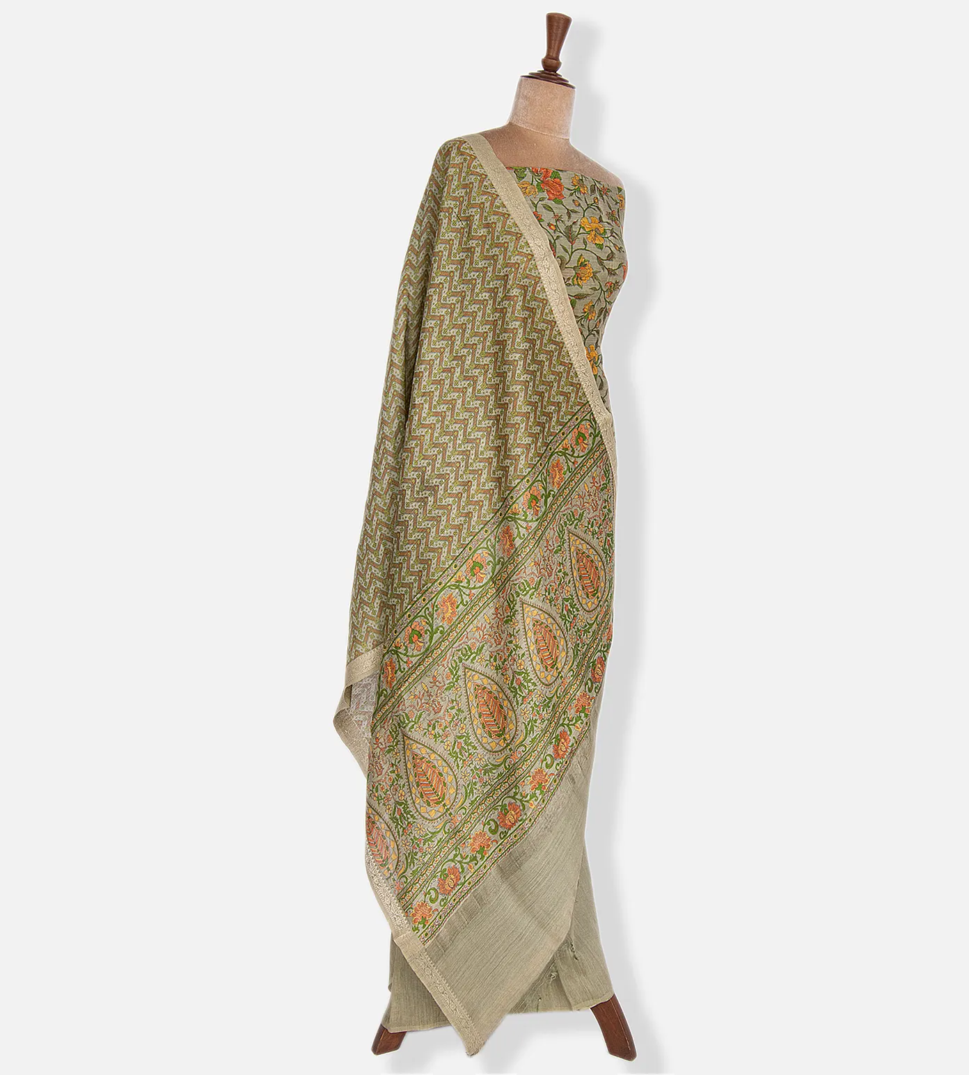 Olive Green Tussar Salwar3