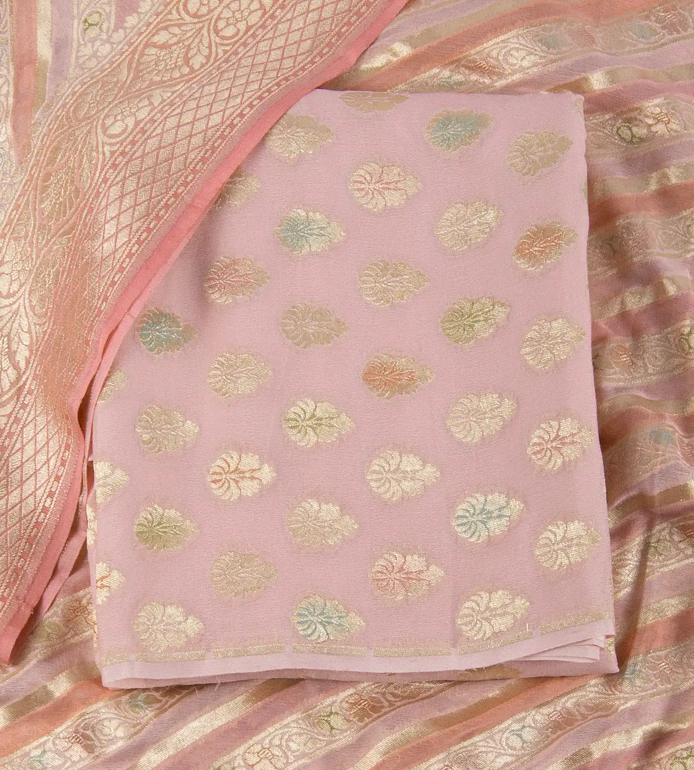 Pastel Pink Banarasi  Georgette Salwar1