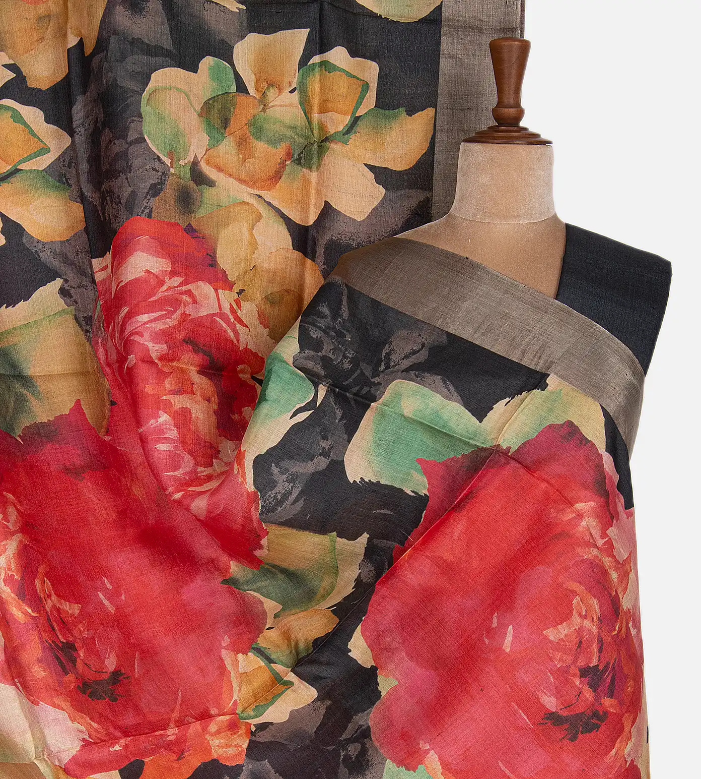 Multicolour Tussar Printed Saree1