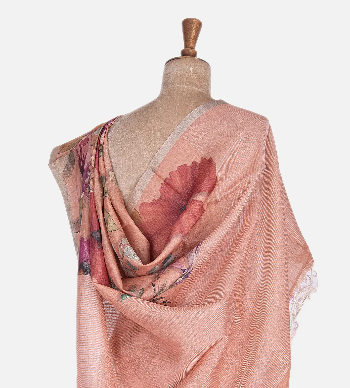 Peach Tussar Saree3