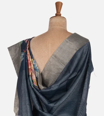 Deep Blue Tussar Printed Saree3