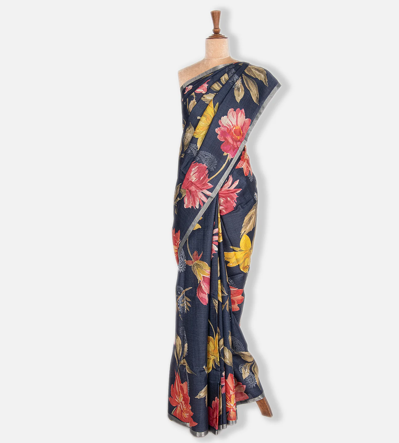 Deep Blue Tussar Saree2