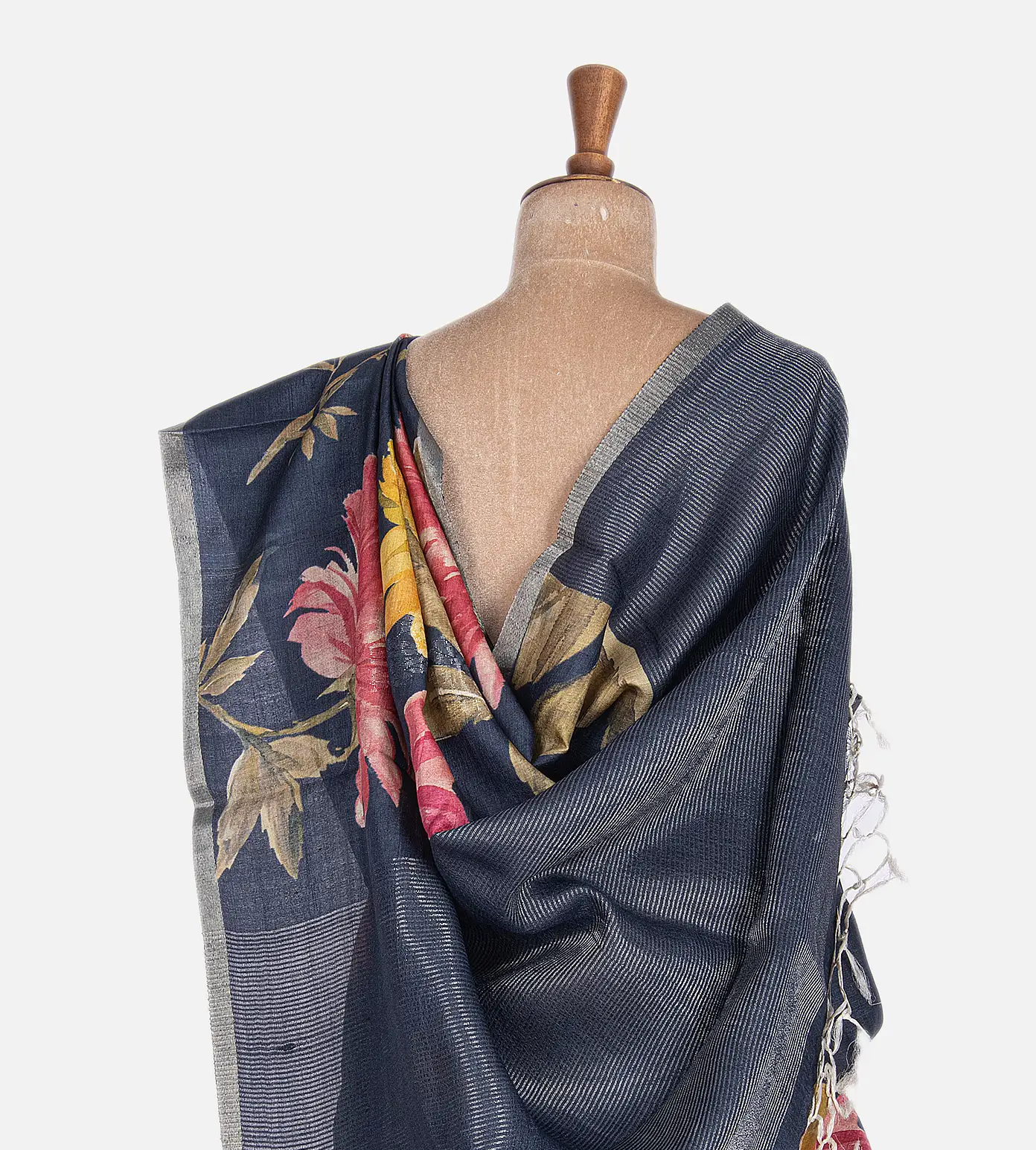 Deep Blue Tussar Saree3