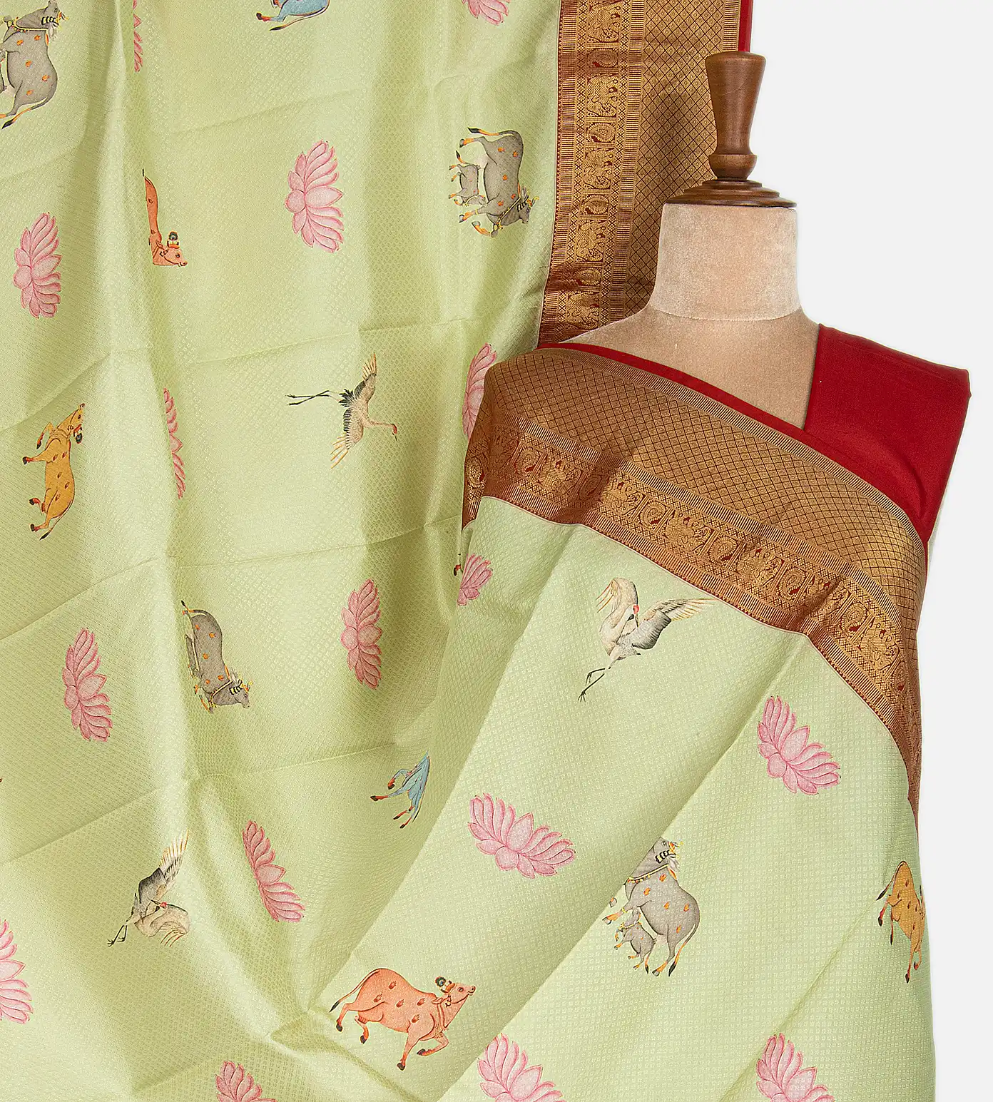 Lime Green Soft Silk Saree1