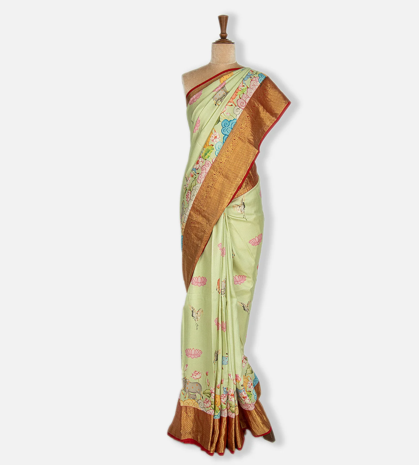 Lime Green Soft Silk Saree2