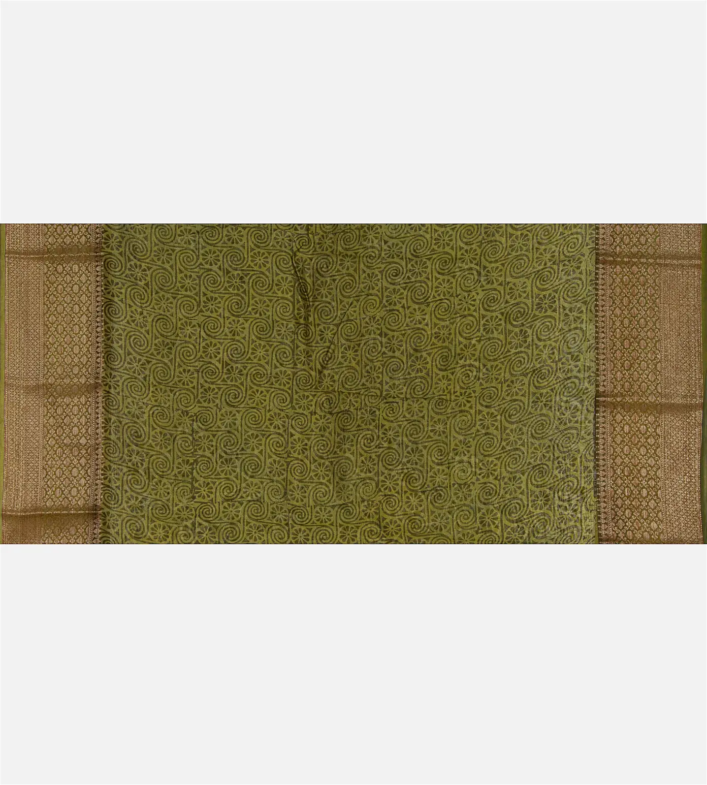 Olive Green Cotton Saree4