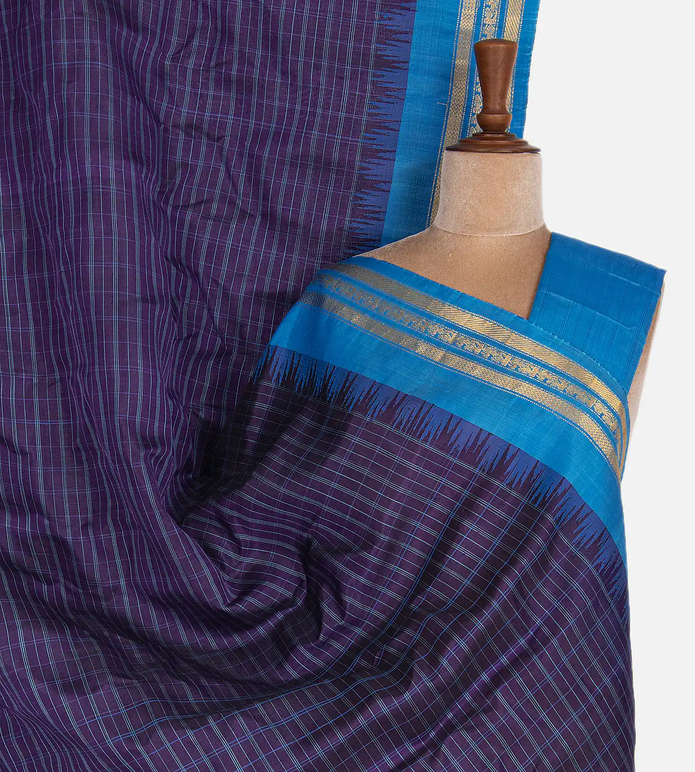 Deep Blue Gadwal Silk Saree1