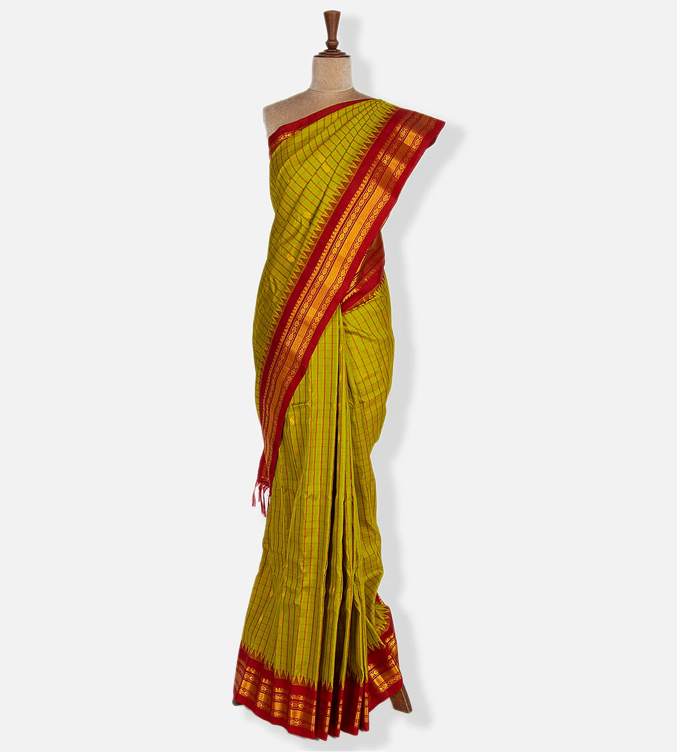 Lime Yellow Gadwal Silk Saree2