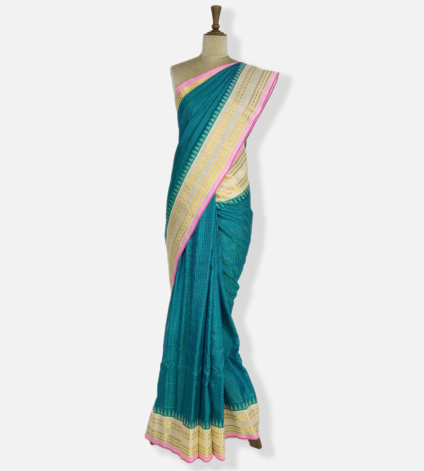 Deep Teal Gadwal Silk Saree2
