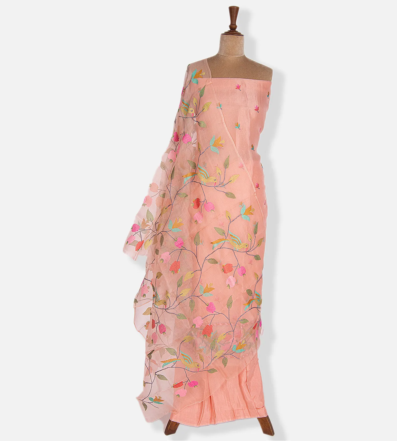 Peach Organza Embroidery Salwar2