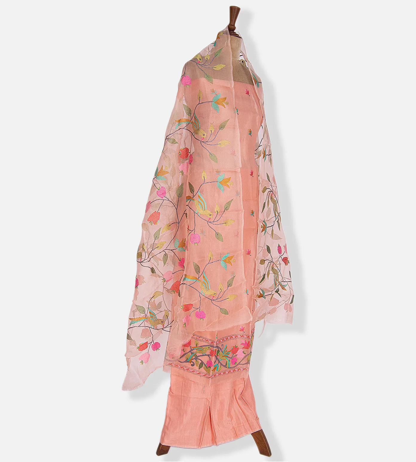 Peach Organza Embroidery Salwar3