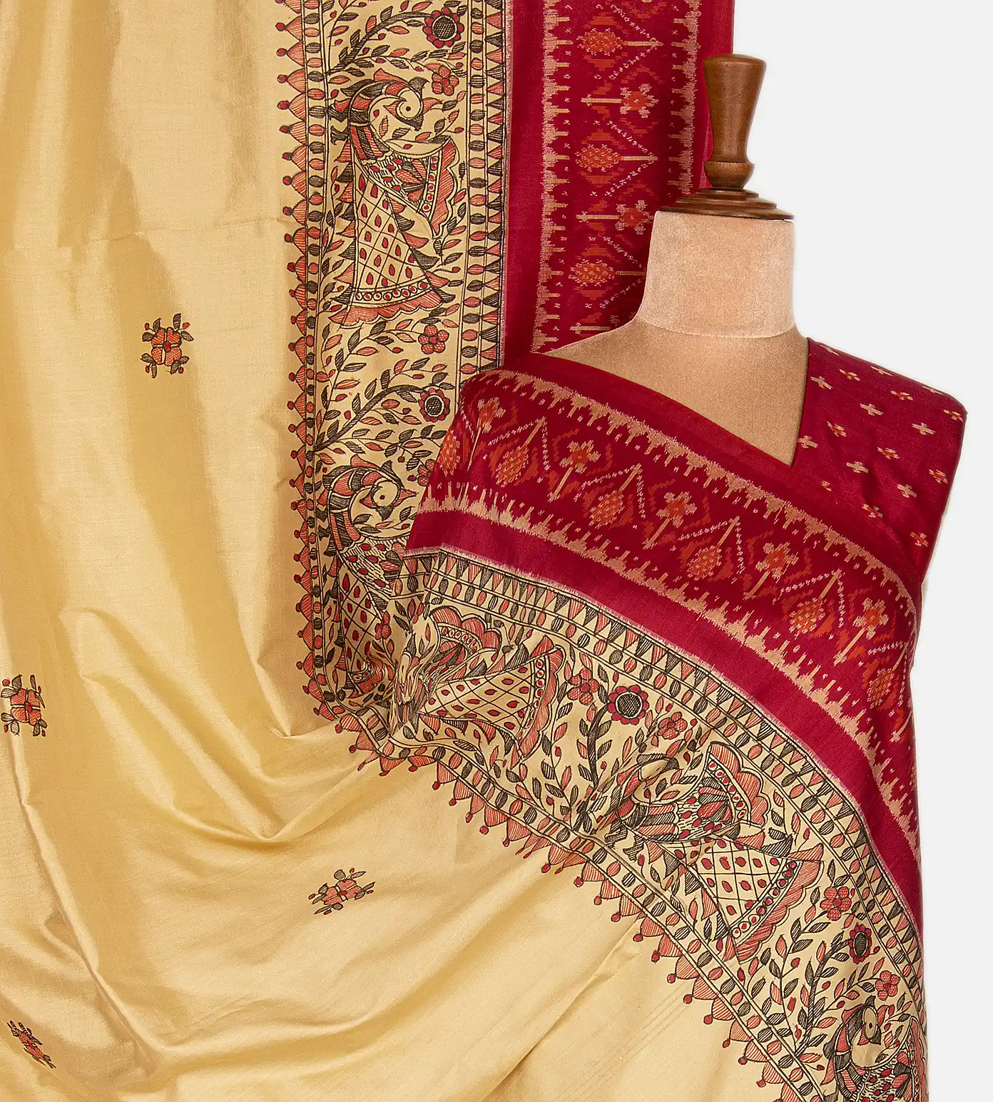 beige-ikkat-madhubani-hand-painted-saree-b0738888-a