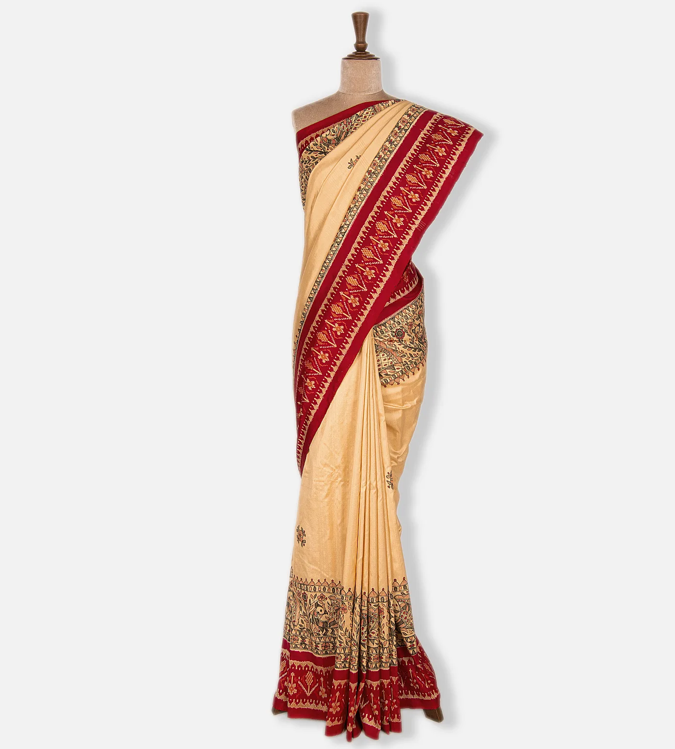 beige-ikkat-madhubani-hand-painted-saree-b0738888-b