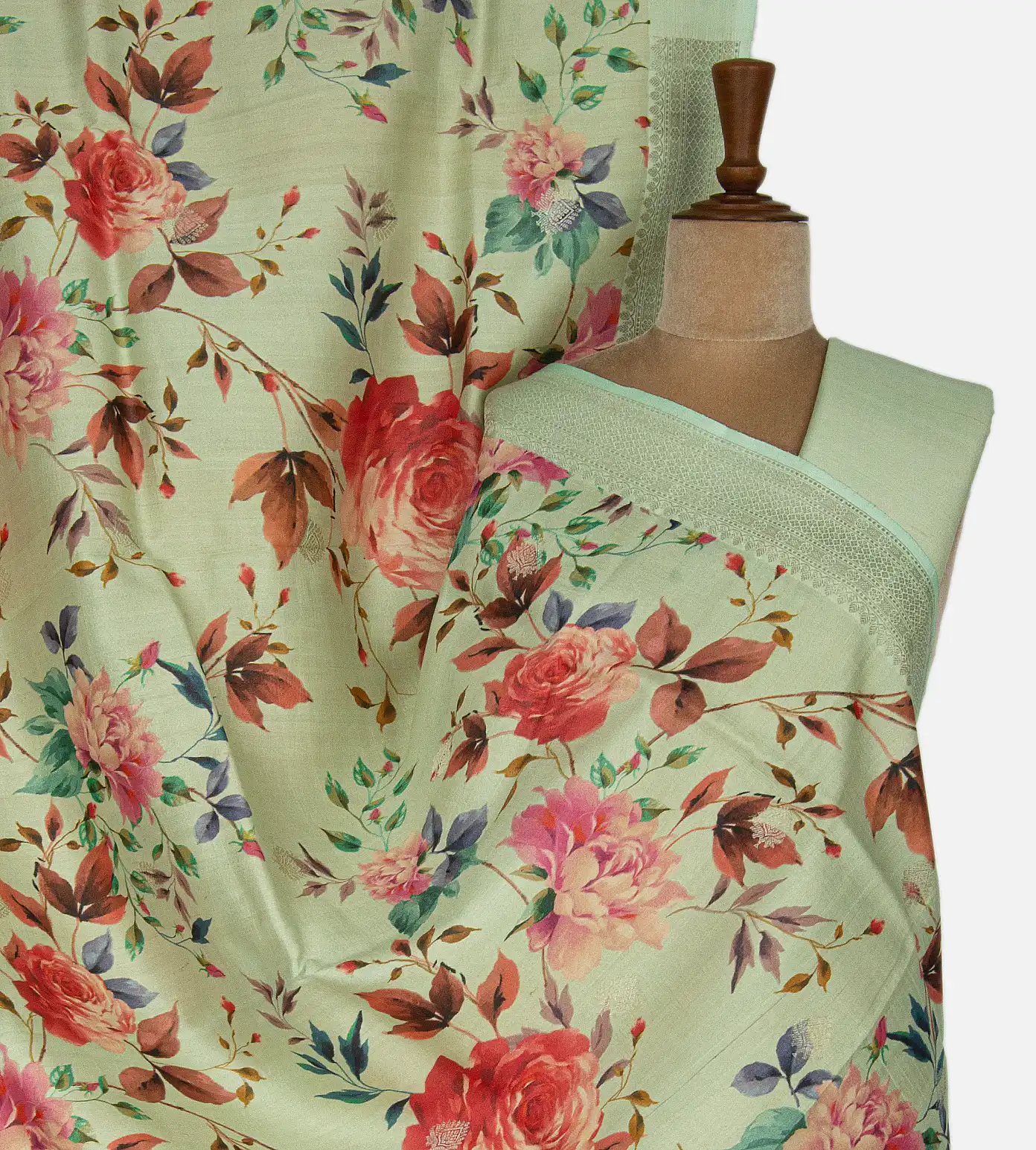 Pastel Green Kattan Silk Saree1