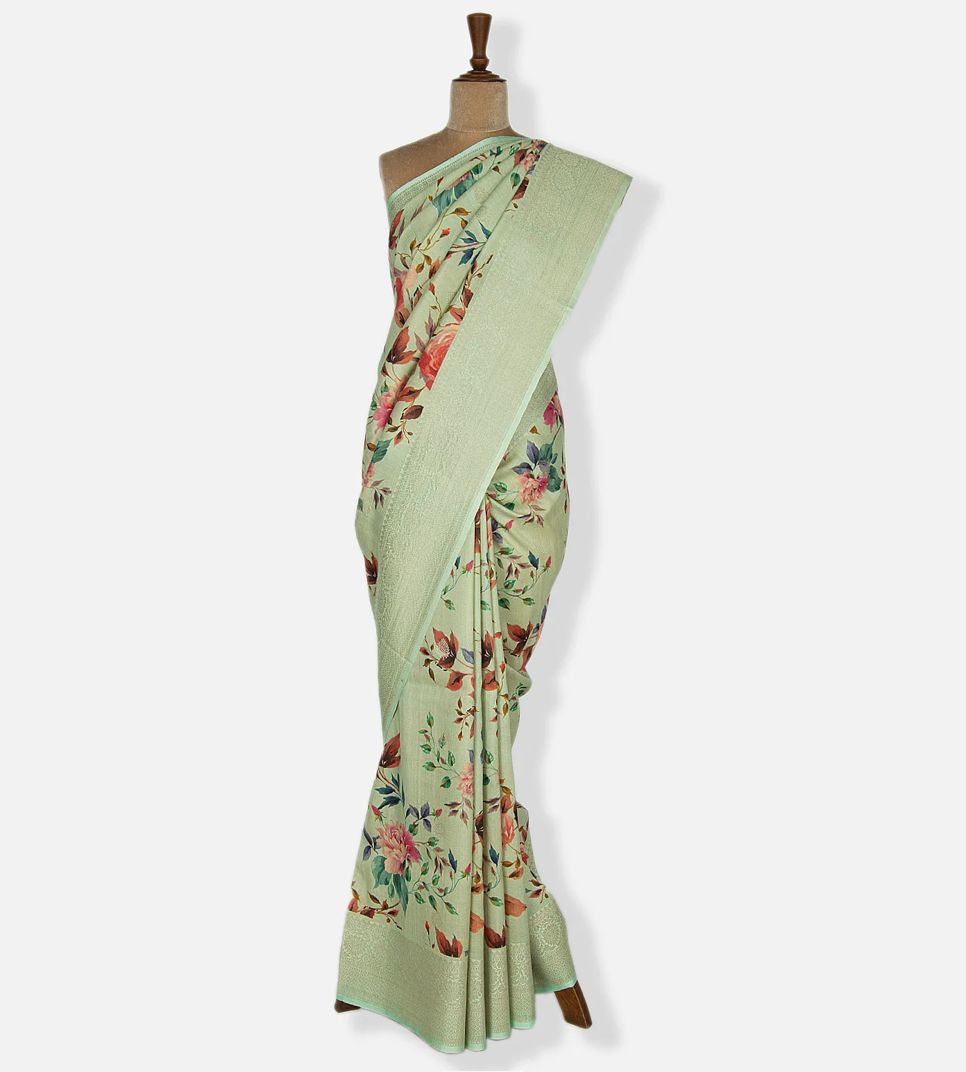Pastel Green Kattan Silk Saree2