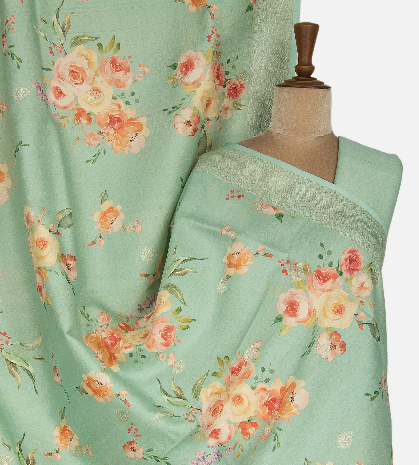 Greenish Blue Kattan Silk Saree1