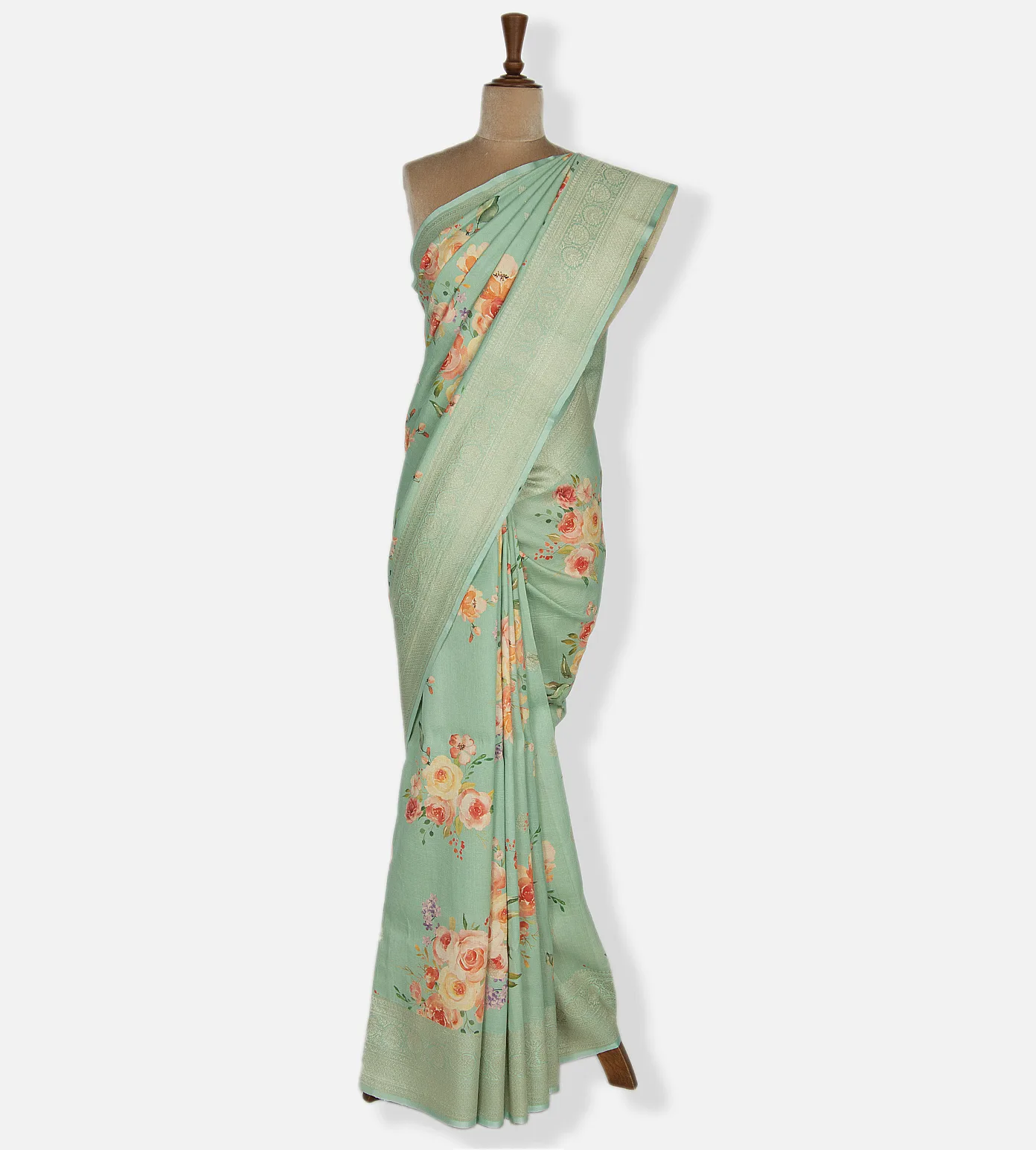 Greenish Blue Kattan Silk Saree2