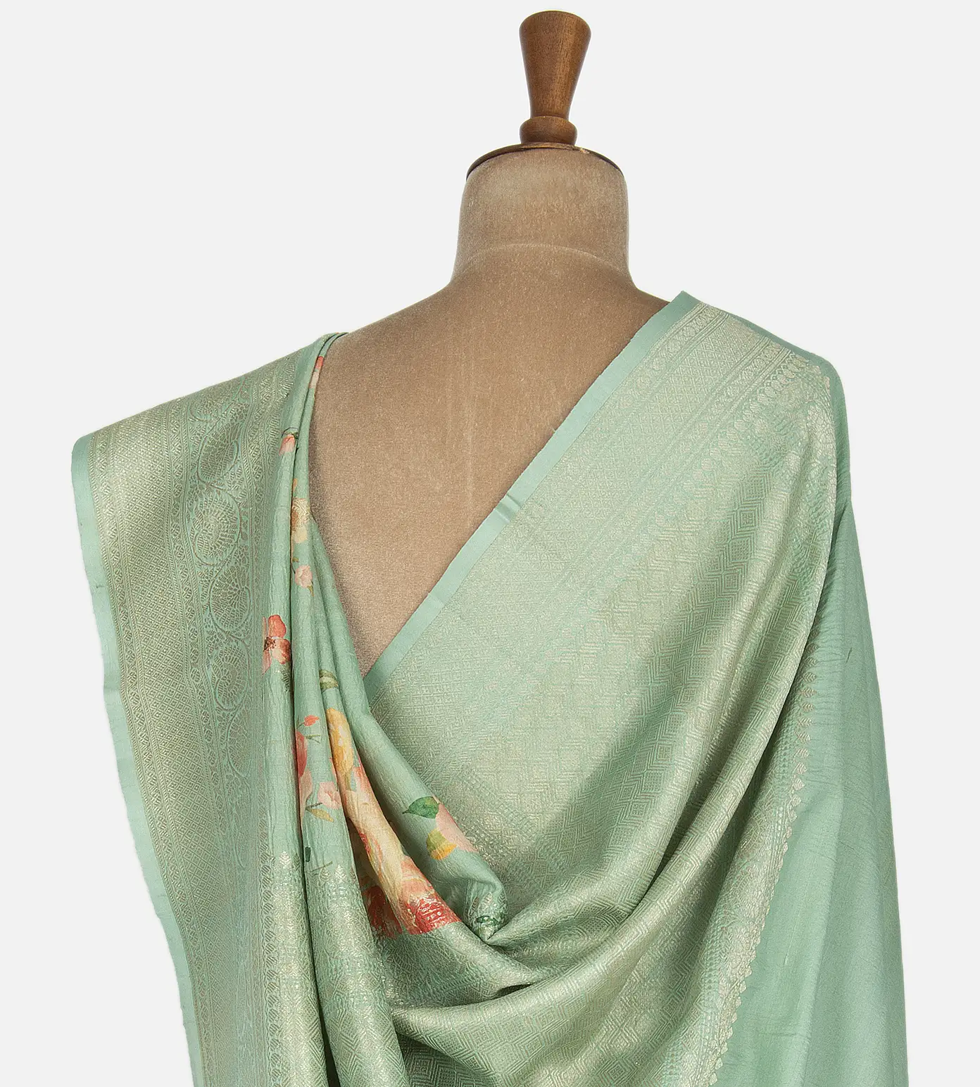 Greenish Blue Kattan Silk Saree3
