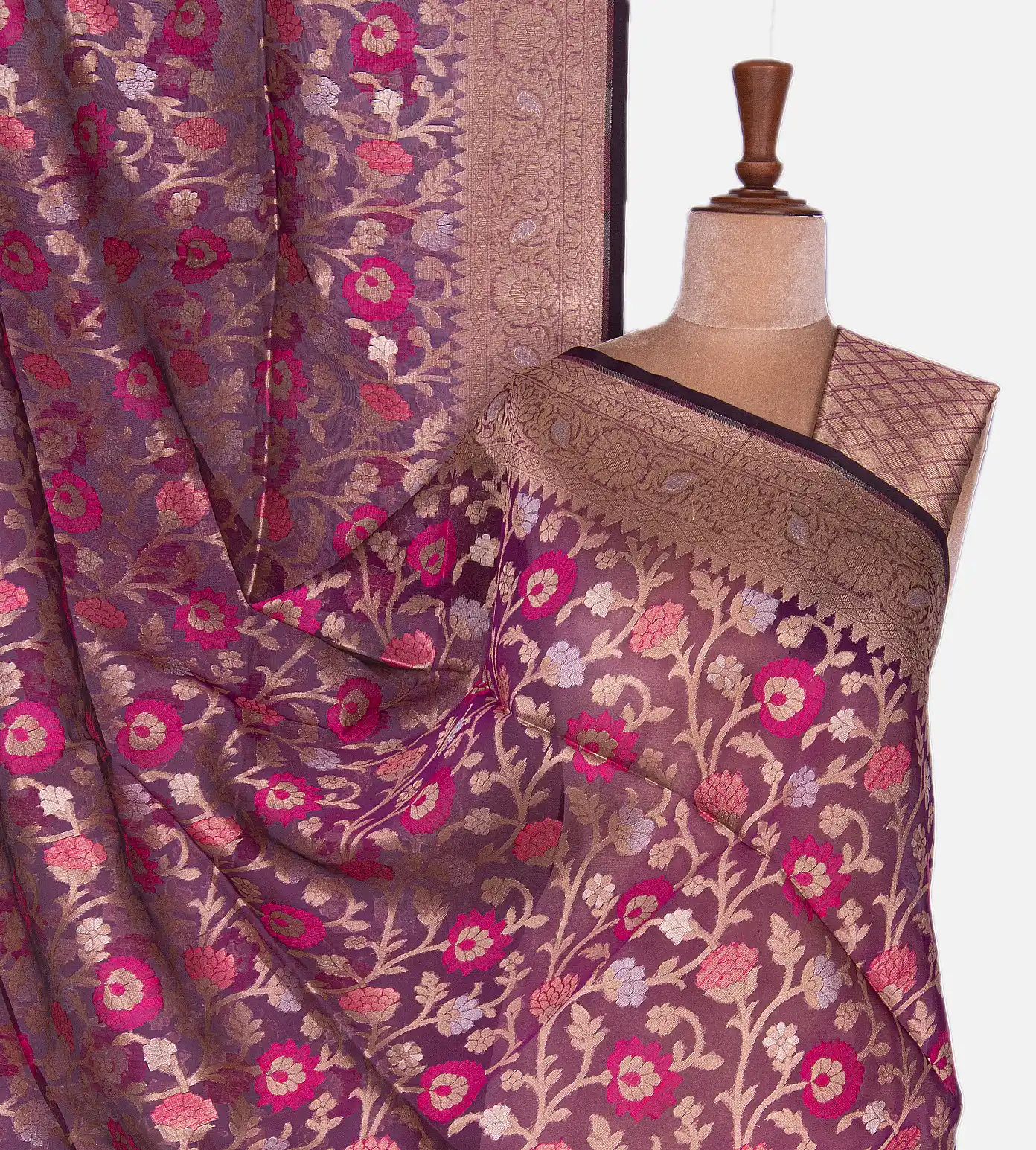 Purple Kora Silk Saree1