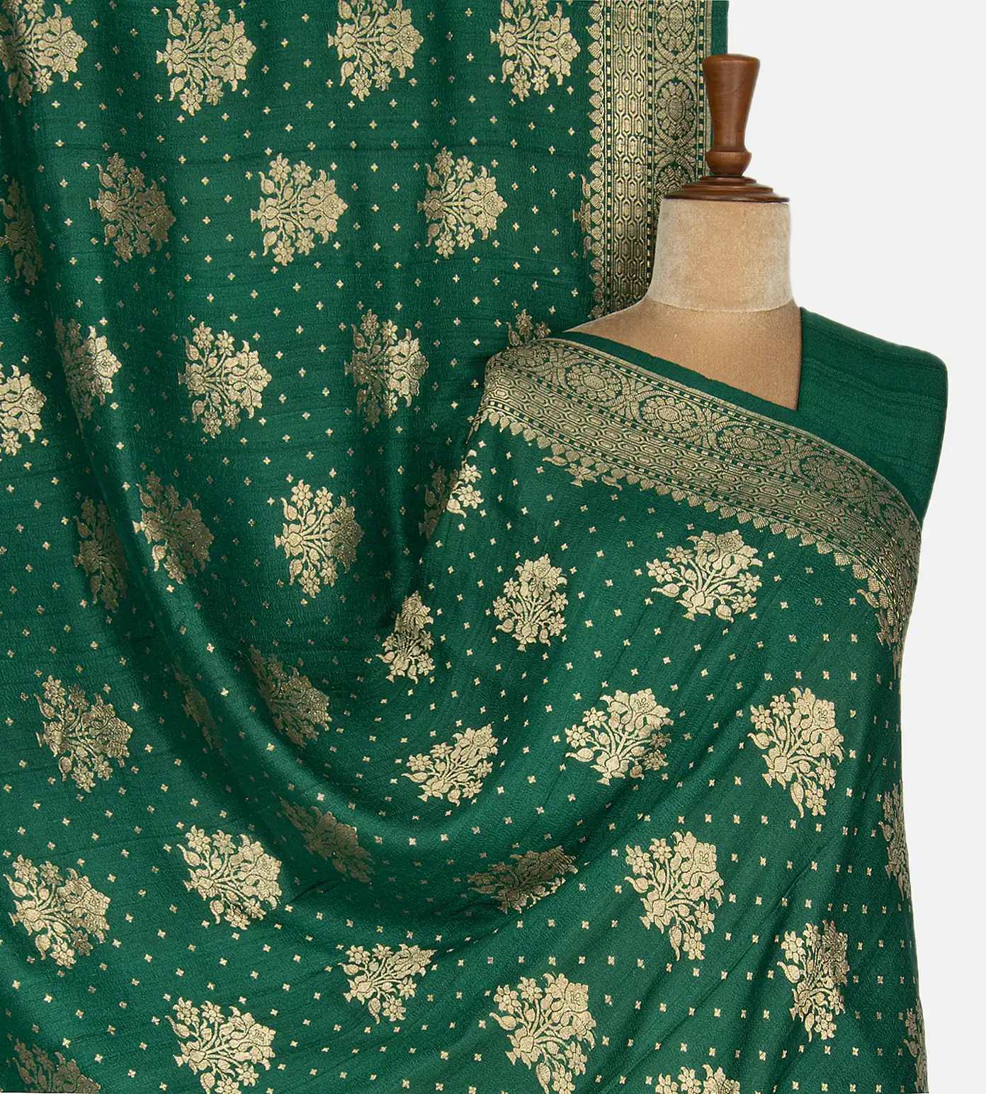 Green Banarasi Tussar Georgette Saree1