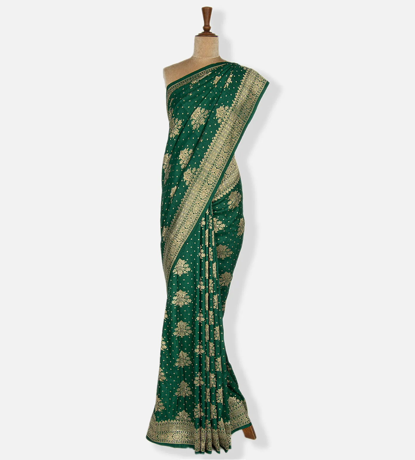Green Banarasi Tussar Georgette Saree2