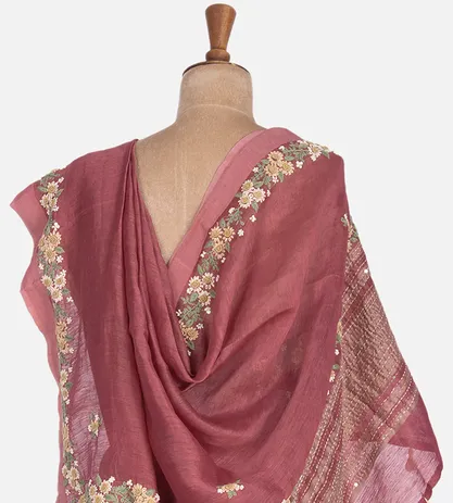 Lotus Pink Linen Saree3
