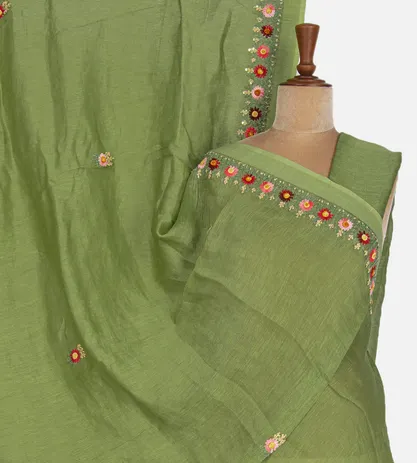 Green Linen Saree1
