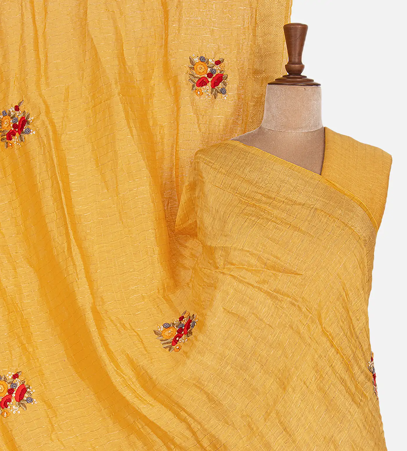 Yellow Linen Saree1