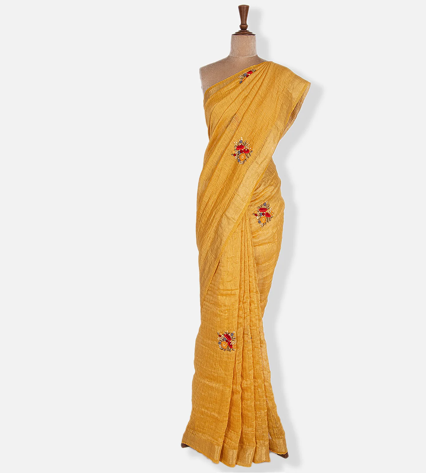 Yellow Linen Saree2