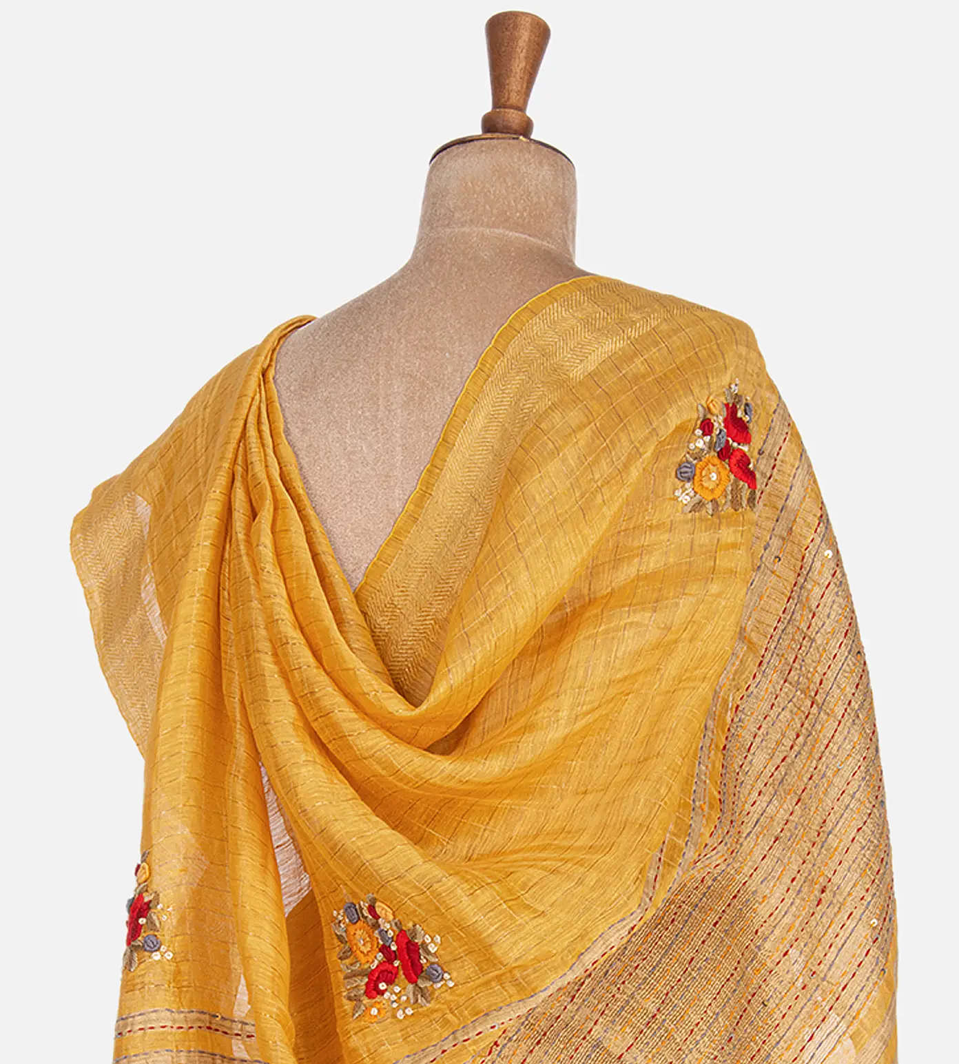 Yellow Linen Saree3