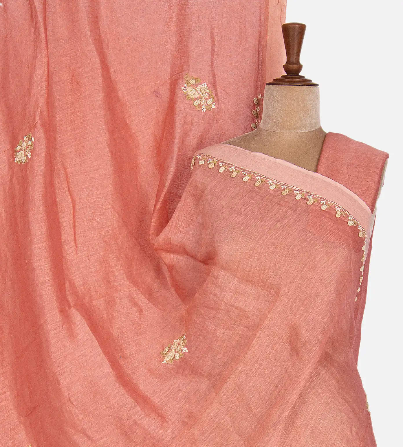 Peach Linen Saree1