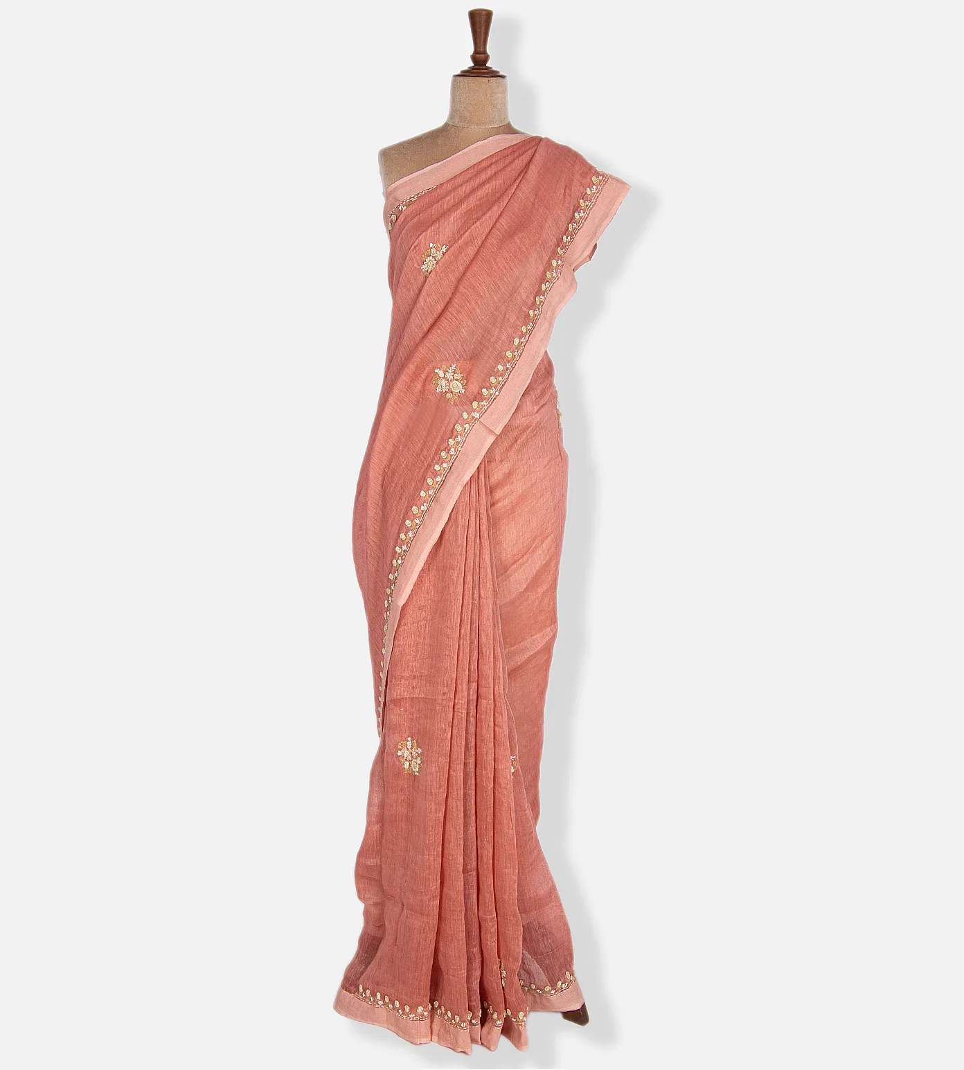 Peach Linen Saree2