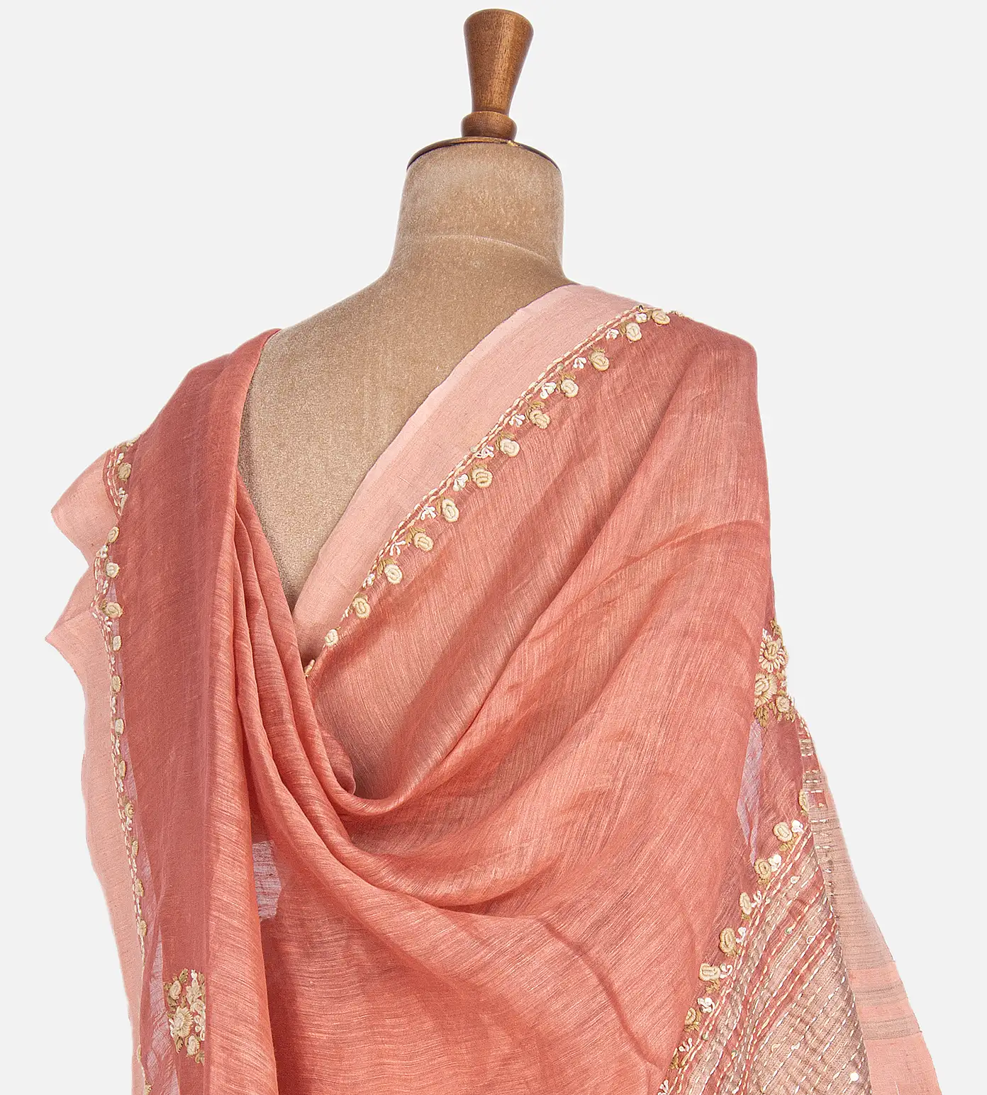 Peach Linen Saree3