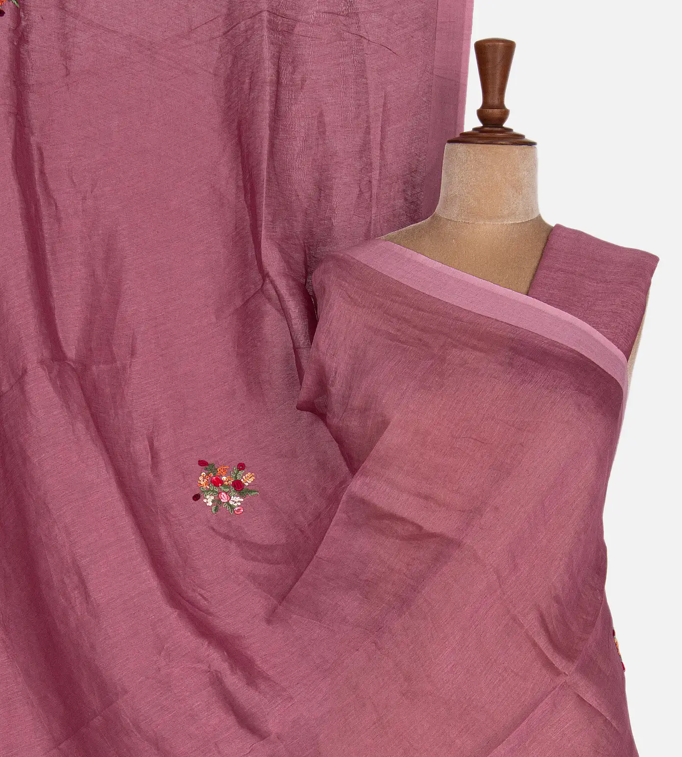 Lotus Pink Linen Saree1