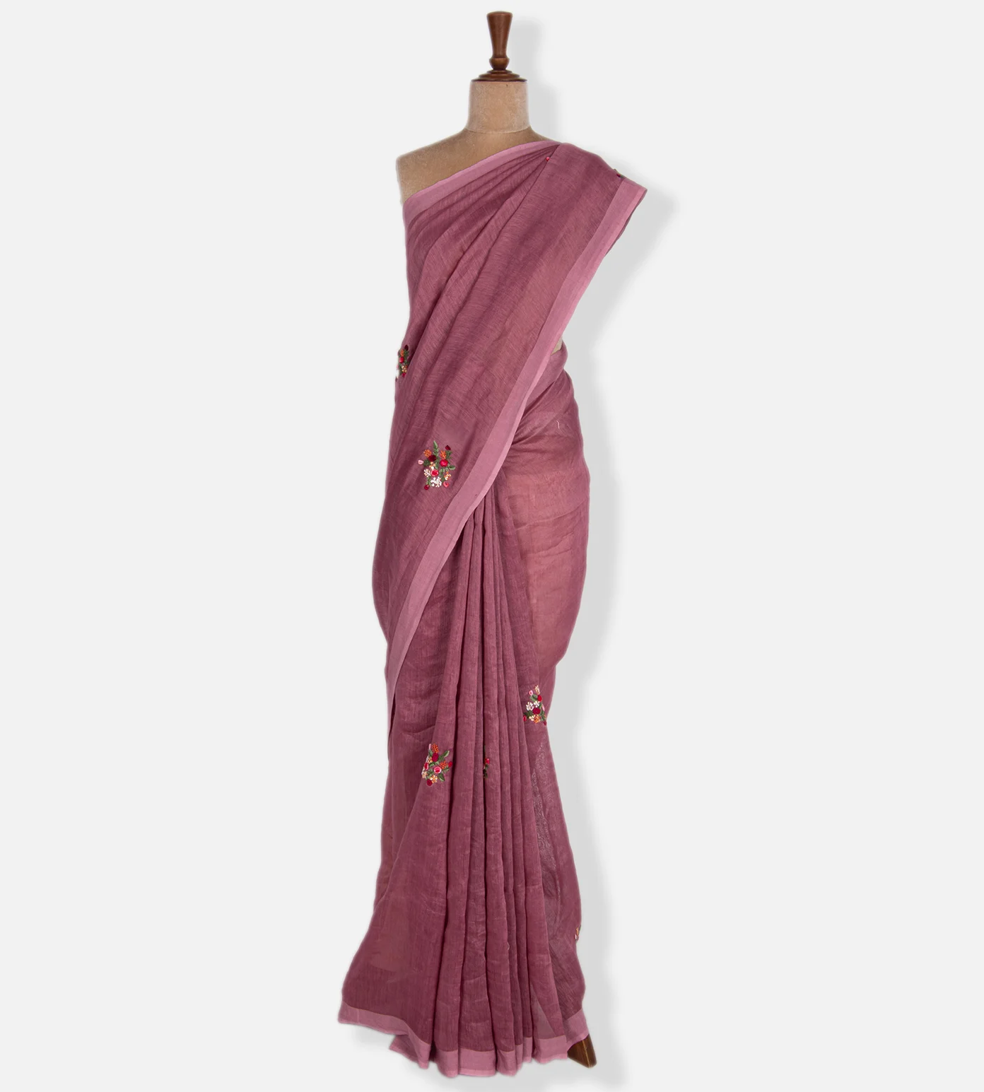 Lotus Pink Linen Saree2