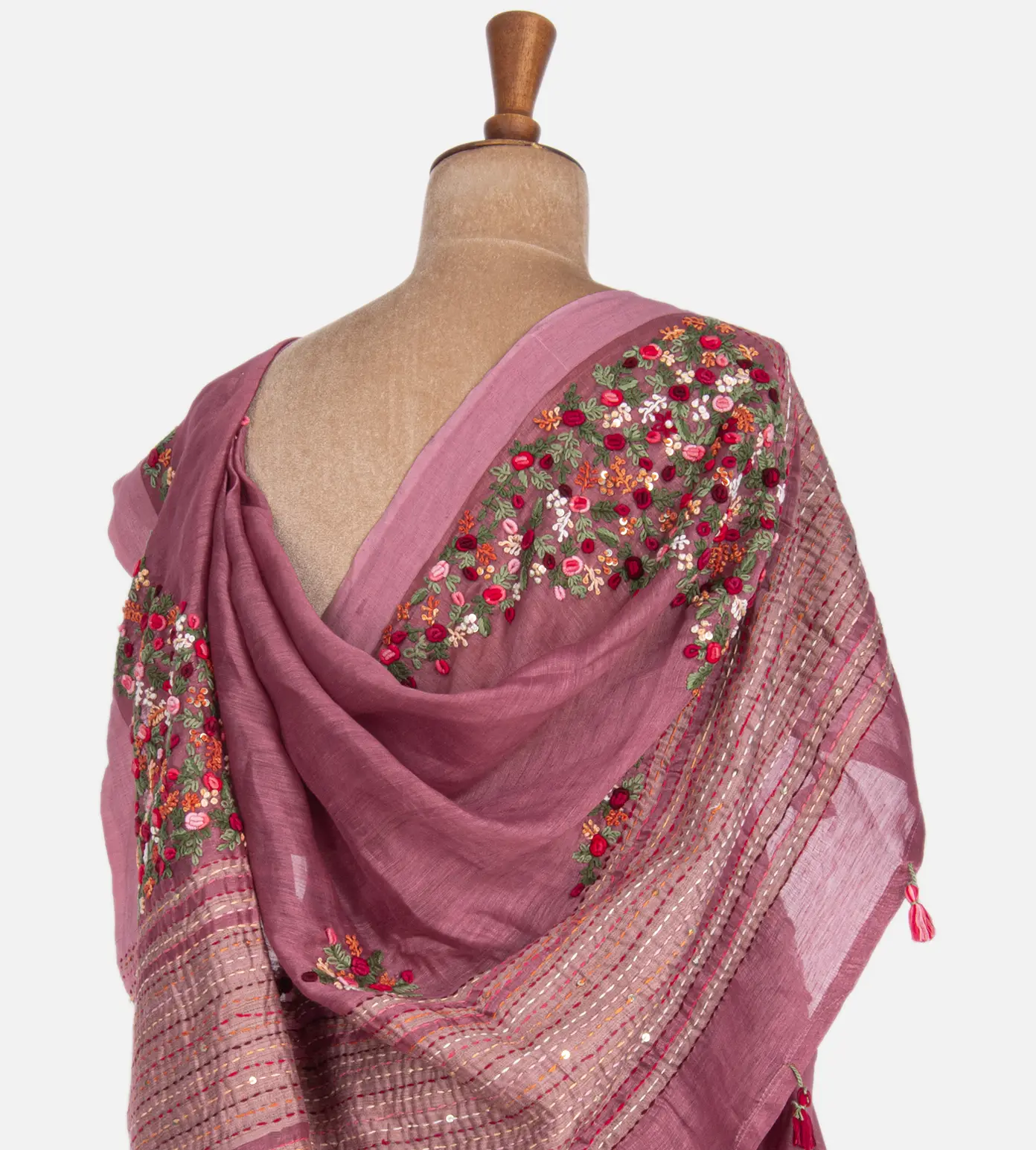 Lotus Pink Linen Saree3
