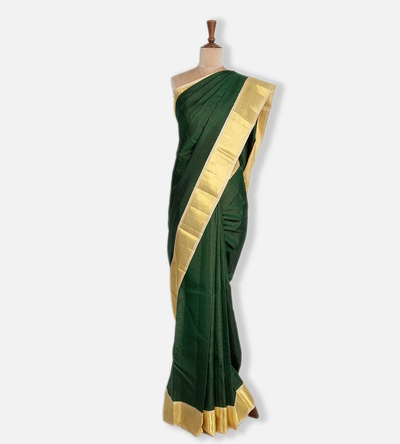 Bottle Green Kanchipuram Silk Saree2
