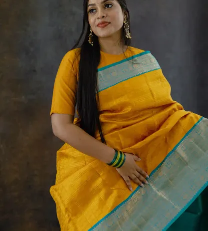 Amber Yellow Kanchipuram Silk Saree4