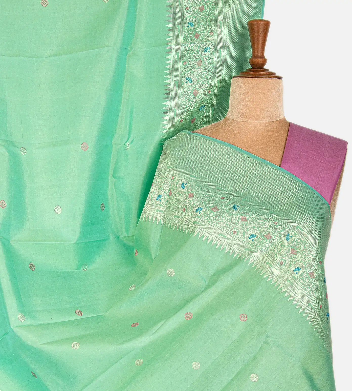 Mint Green Kanchipuram Silk Saree1