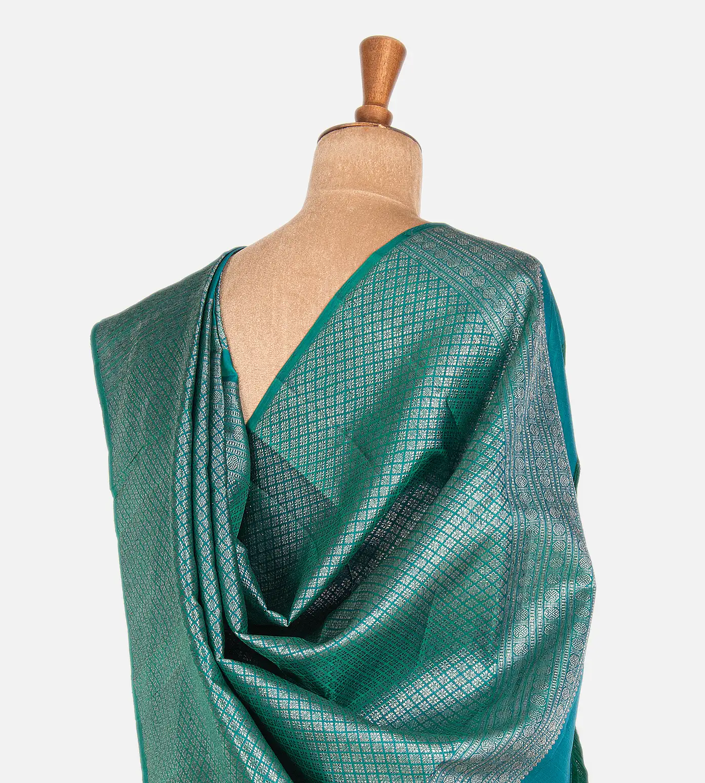 Deep Teal Kanchipuram Silk Saree3