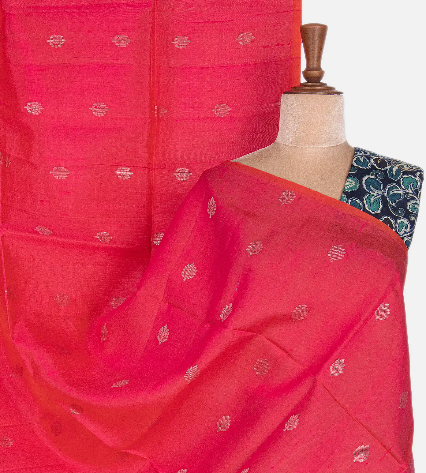 Orangish Pink Raw Silk Saree1